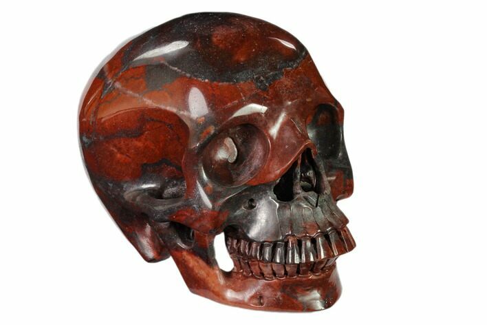 Realistic, Polished Red Picture Jasper Skull #150884